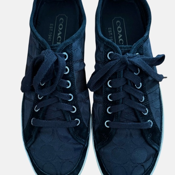 Men’s Coach Black on Black Brad Signature Logo Double C Canvas and Suede Shoes - Picture 2 of 8
